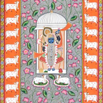 "Shrinath ji in Lotus" başlıklı Tablo Nilesh Soni tarafından, Orijinal sanat, Kumaş