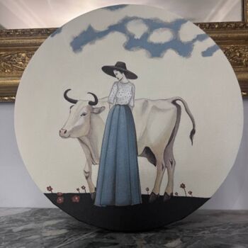 Pintura titulada "Cowgirl" por Nina Grighel, Obra de arte original, Acrílico Montado en Bastidor de camilla de madera
