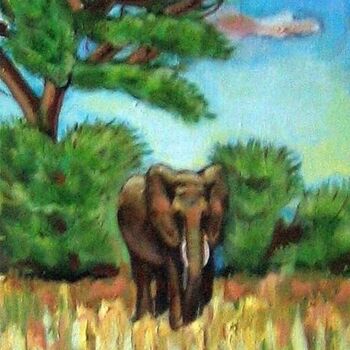 Schilderij getiteld "elefants in Tarangi…" door Nina Silaeva, Origineel Kunstwerk