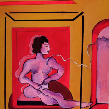 Картина под названием "Woman in the cube" - Nina Trapaidze, Подлинное произведение искусства, Акрил