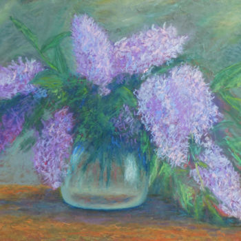 Painting titled "Lilacs" by Nino Gudadze, Original Artwork, Pastel