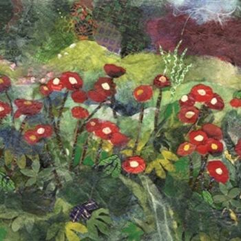 Painting titled "Blossom in Red" by Nira Schwartz, Original Artwork