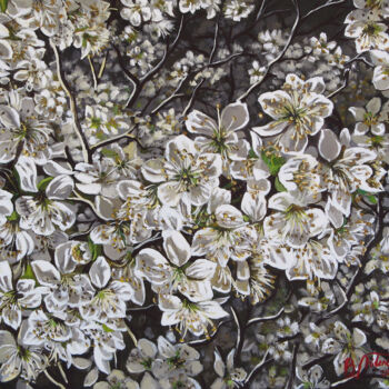 Peinture intitulée "Flowers" par Bogdan Nitescu, Œuvre d'art originale, Huile Monté sur Châssis en bois