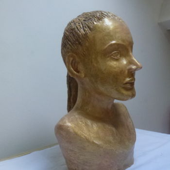 Sculpture titled "Autoportrait Nitsa" by Chrysanthou, Original Artwork, Clay