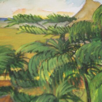 Картина под названием "palmiers-26x32.jpg" - Nizard Dominique, Подлинное произведение искусства, Акварель