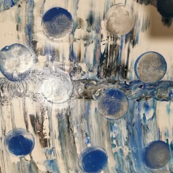 Malerei mit dem Titel "Bubbles in blue" von Njscreative, Original-Kunstwerk, Acryl Auf Keilrahmen aus Holz montiert