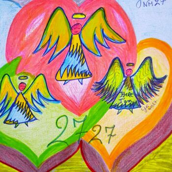 Рисунок под названием "Angels La Trinité" - Nathyse, Подлинное произведение искусства, Карандаш