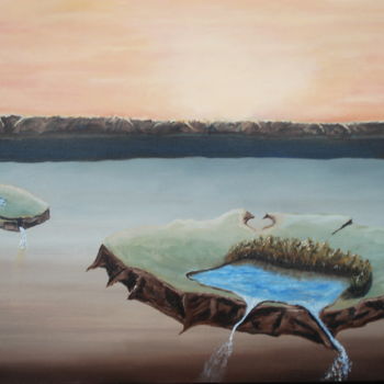 Painting titled "Iles flotantes" by Daniel Nobécourt, Original Artwork, Oil