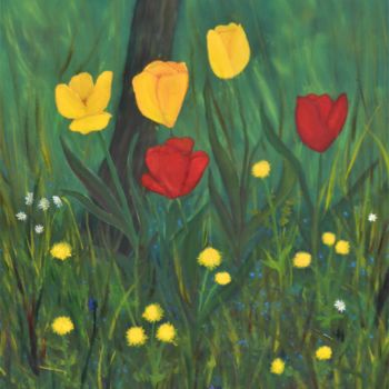 Peinture intitulée "Tulips" par W-Dagrou, Œuvre d'art originale, Huile