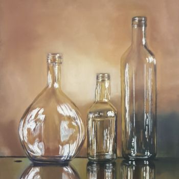 Painting titled "glass bottles" by Nadia Sheikh, Original Artwork, Pastel