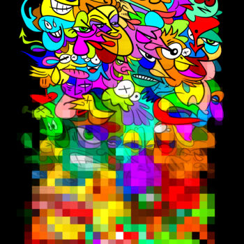 Digital Arts titled "Doodle pixl" by Art De Noé, Original Artwork, Digital Painting