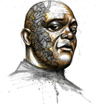 Dibujo titulada "Samuel L Jackson" por Art De Noé, Obra de arte original, Tinta