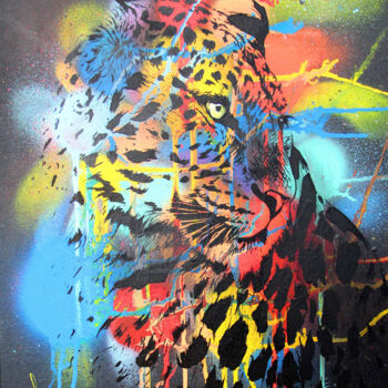 Pintura titulada "Cheetah colorful" por Art De Noé, Obra de arte original, Acrílico