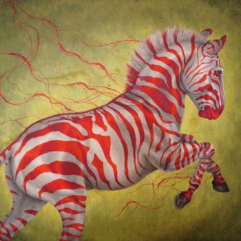 Painting titled "Prismazebra 5" by Aka, Original Artwork, Oil