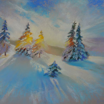 Pintura intitulada "Soleil hivernal" por Tatiana Le Metayer, Obras de arte originais, Pastel