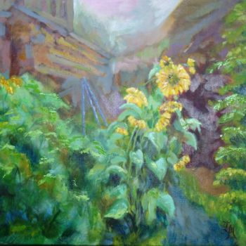 Painting titled "Tournesol" by Tatiana Le Metayer, Original Artwork, Oil