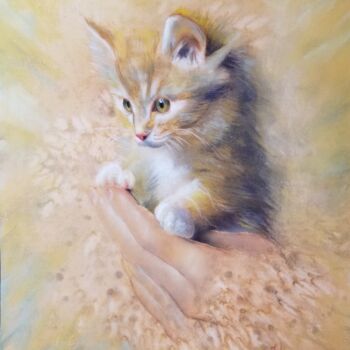 Rysunek zatytułowany „Cat” autorstwa Tatiana Le Metayer, Oryginalna praca, Pastel
