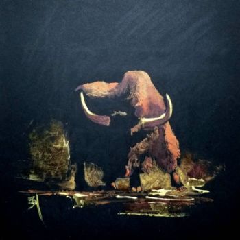 Malerei mit dem Titel "Wild yak" von Tatiana Le Metayer, Original-Kunstwerk, Tinte