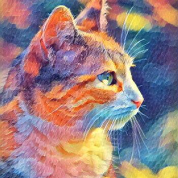 Arte digital titulada "Cat Colorful" por Nooebstro, Obra de arte original, Pintura Digital