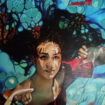 Malerei mit dem Titel "Girl and water 1" von Norberto Quinto, Original-Kunstwerk, Digitale Malerei