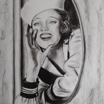 Drawing titled "Navy Girl" by Norel, Original Artwork, Charcoal