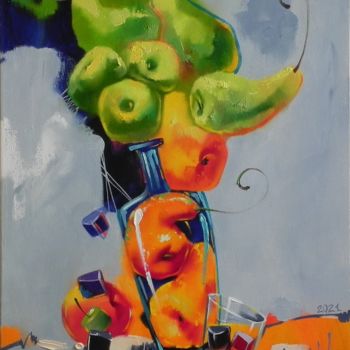 Malarstwo zatytułowany „"Fruit Mix" Abstrac…” autorstwa Novikovartfamily, Oryginalna praca, Olej