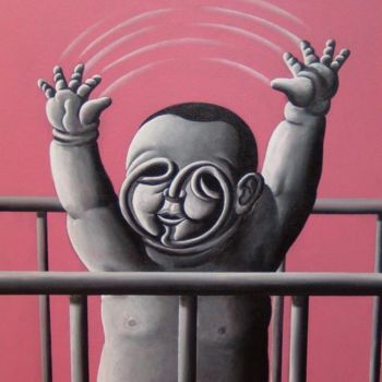 Painting titled "HAPPY BABY" by Marcelo Novo, Original Artwork, Oil