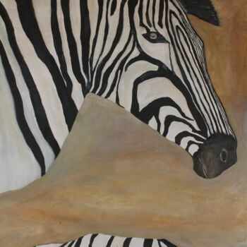 Painting titled "Playing Zebra" by Nilanga Ranasinghe, Original Artwork, Oil