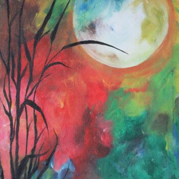 Painting titled "Full moon light" by Nilanga Ranasinghe, Original Artwork, Acrylic