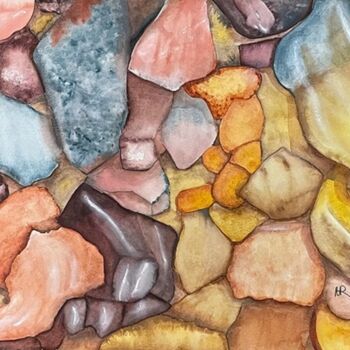 Painting titled "Red Rocks" by Nancy Riedell, Original Artwork, Watercolor