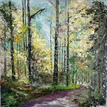 Painting titled "El bosque" by Nuria Candau, Original Artwork, Oil