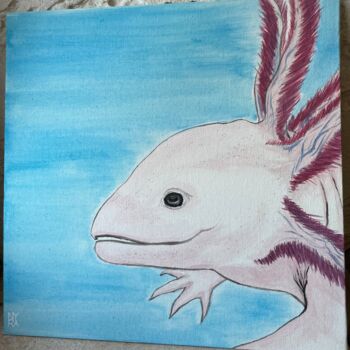 Painting titled "Axolotl" by Nyra Lowe, Original Artwork, Acrylic