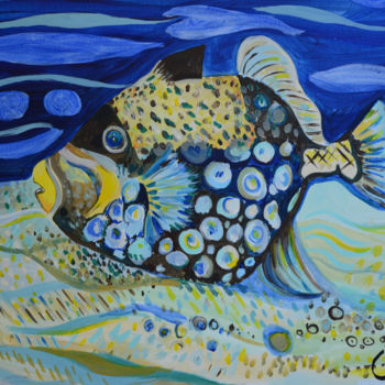 Painting titled "a fish" by Oxana Grachev, Original Artwork, Acrylic