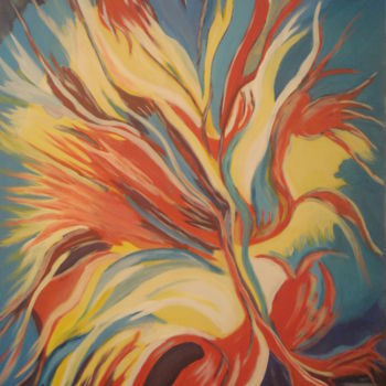 Malerei mit dem Titel "l' oiseau de feu" von Odile Bourel, Original-Kunstwerk, Öl