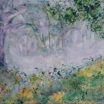 Painting titled "Le sentier des fées" by Odile Degand, Original Artwork, Acrylic Mounted on Wood Stretcher frame