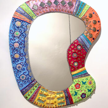 Design intitolato "miroir décoration -…" da Odile Maffone, Opera d'arte originale, Accessori Montato su Pannello di legno