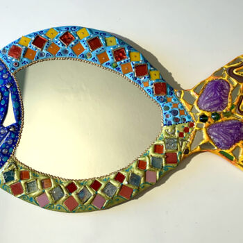 Design intitulée ""poisson œil diaman…" par Odile Maffone, Œuvre d'art originale, Acrylique Monté sur Panneau de bois