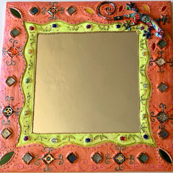 设计 标题为“miroir mural carré…” 由Odile Maffone, 原创艺术品, 镶嵌 安装在木板上