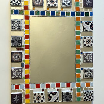 Design intitulée "miroir mosaïque déc…" par Odile Maffone, Œuvre d'art originale, Mosaïque Monté sur Panneau de bois