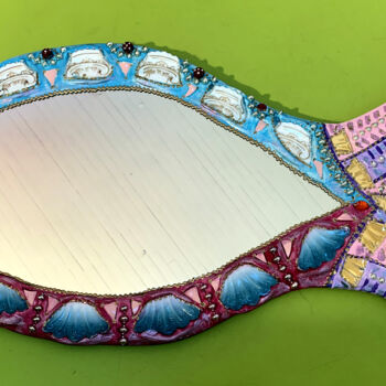 设计 标题为“miroir mosaïque poi…” 由Odile Maffone, 原创艺术品, 饰品 安装在木板上