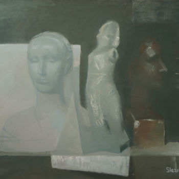 Painting titled "Still Life in the S…" by Oksana Slezina, Original Artwork, Oil