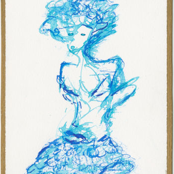 Pittura intitolato "Femme bleue / Blue…" da Ofeelia, Opera d'arte originale, Acrilico