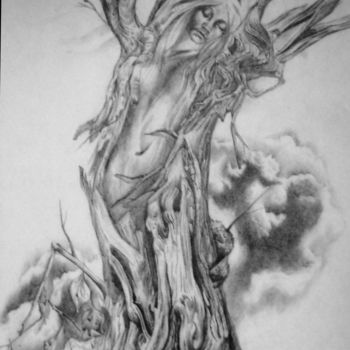 Drawing titled "пробуждение" by Oksana Prudnikova, Original Artwork, Pencil