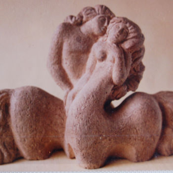 Sculpture intitulée "кентавры" par Oksana Prudnikova, Œuvre d'art originale, Argile