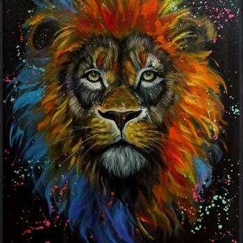 Painting titled "Oil painting "Lion"" by Oksana Baranova, Original Artwork, Oil