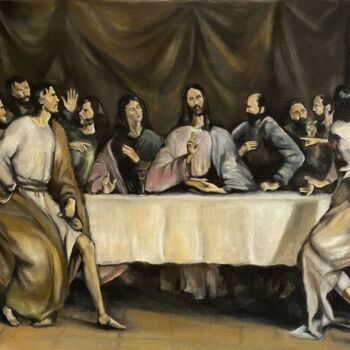 Painting titled "The Last Supper" by Oksana Floyd, Original Artwork, Oil