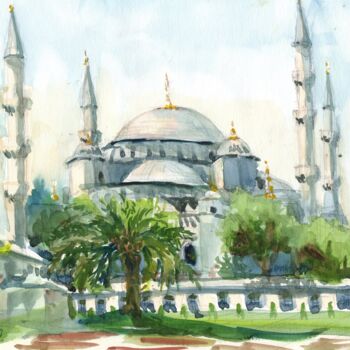 Malarstwo zatytułowany „Sultan Ahmet” autorstwa Oksana Khyzhniak, Oryginalna praca, Akwarela