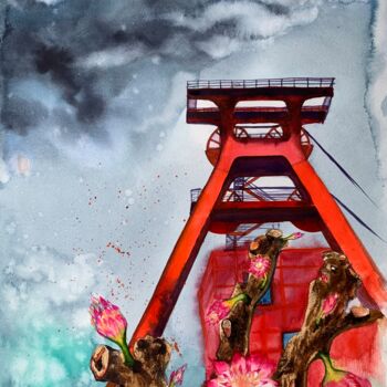 Peinture intitulée "Zollverein" par Oksana Kuzmina (Soult), Œuvre d'art originale, Aquarelle