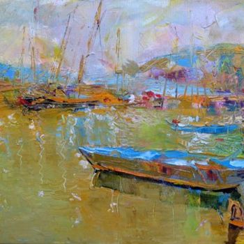 Painting titled "Boats" by Oksana Veber, Original Artwork