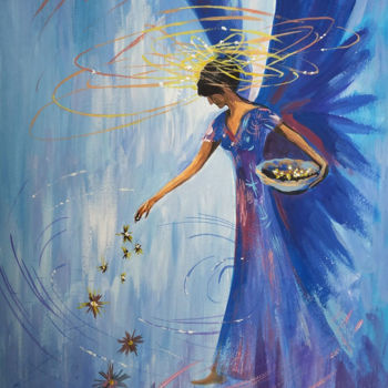 Peinture intitulée "Star Angel" par Oksana Pritula, Œuvre d'art originale, Acrylique